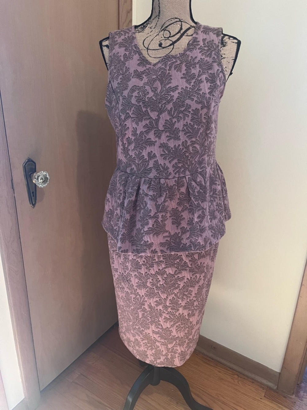 Ann Taylor Lavender Floral Jacquard Peplum Pencil Skirt Set